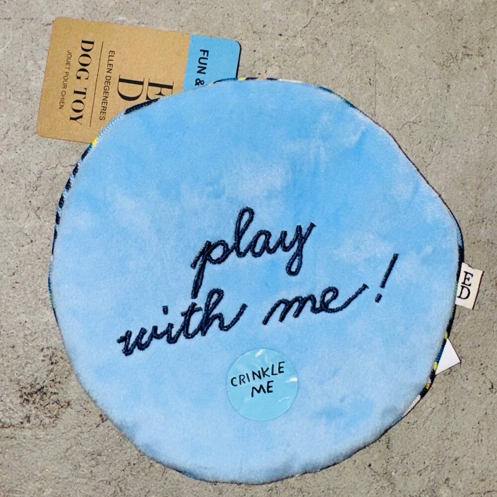 Ellen Degeneres Pet Dog Toy Disc Blue Stripe Jouet Pour Play With Me!